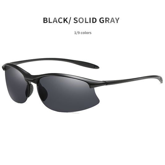 Men Polarized Sunglasses For Driving Fishing Cycling Half Frame TR90 Lightweight Durable All Day Eyewear Ultra