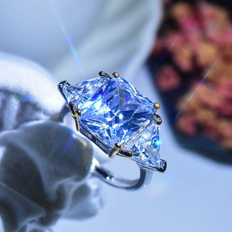 Princess Cut Zircon Ring In Sterling Silver With Pink And White Stones Sizes 6 7 8 9 10 For Everyday Gift Idea