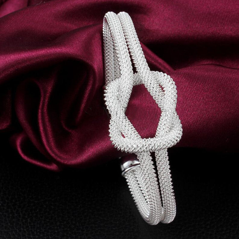 Unisex Knotted Woven Mesh Bracelet Korean Style Geometry Alloy Bangle Fashion Jewelry Wristband New Decorative