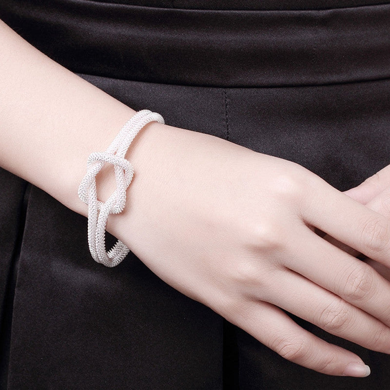 Unisex Knotted Woven Mesh Bracelet Korean Style Geometry Alloy Bangle Fashion Jewelry Wristband New Decorative