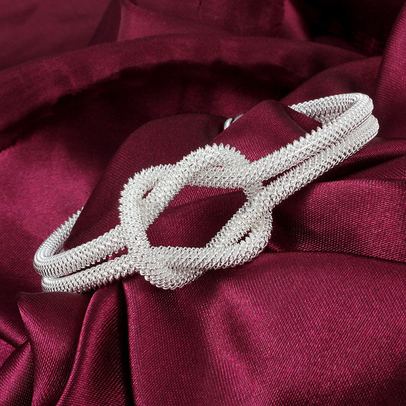 Unisex Knotted Woven Mesh Bracelet Korean Style Geometry Alloy Bangle Fashion Jewelry Wristband New Decorative