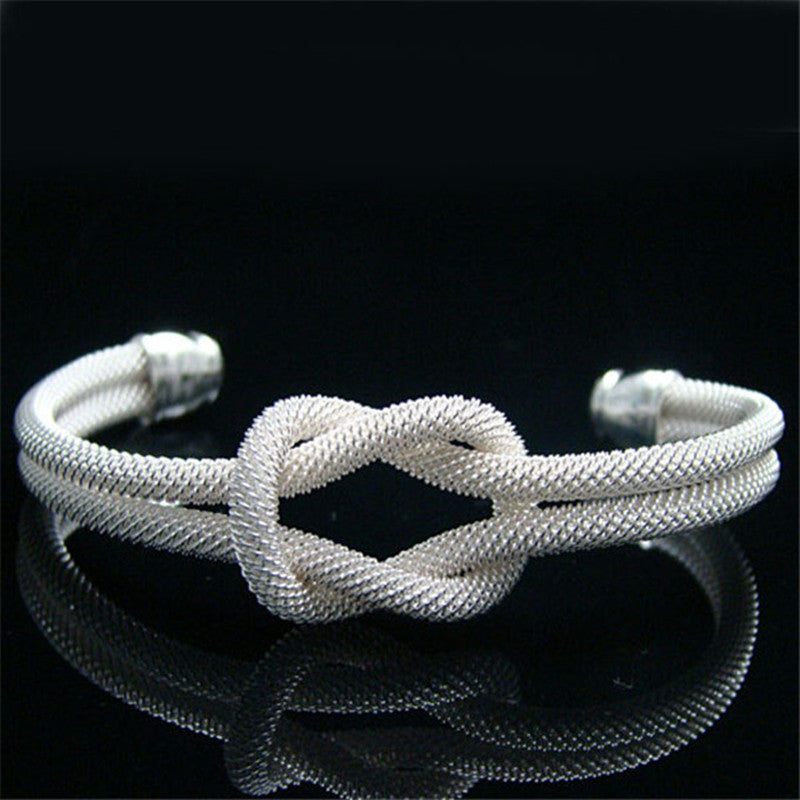 Unisex Knotted Woven Mesh Bracelet Korean Style Geometry Alloy Bangle Fashion Jewelry Wristband New Decorative