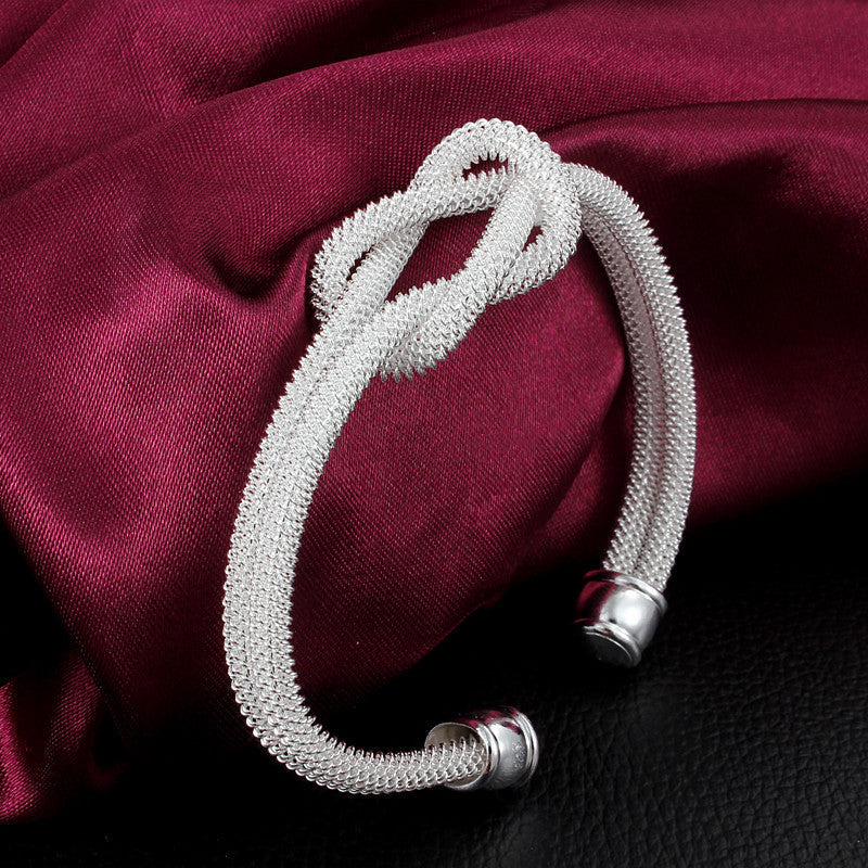 Unisex Knotted Woven Mesh Bracelet Korean Style Geometry Alloy Bangle Fashion Jewelry Wristband New Decorative