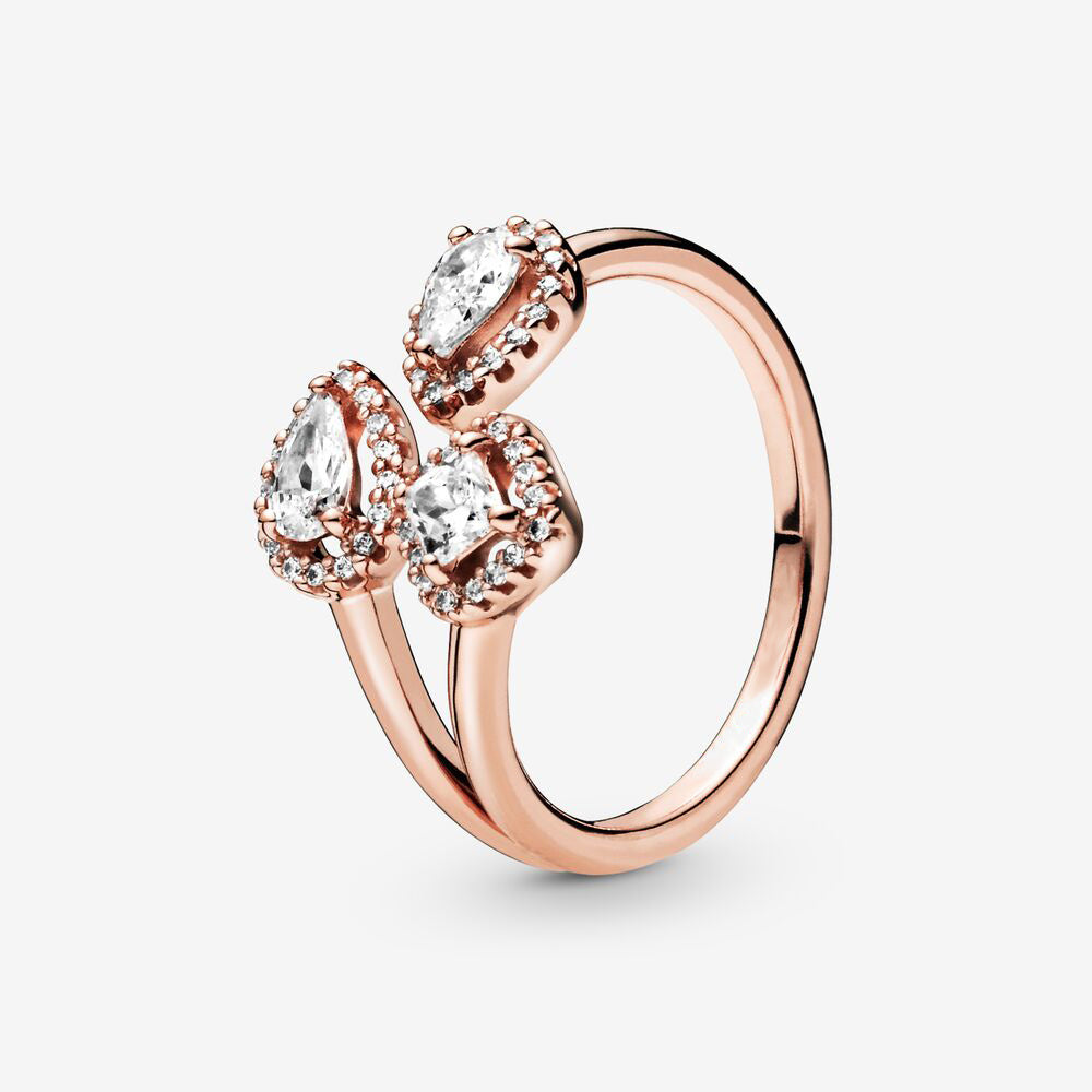 Womens Ring Sterling Silver Rose Gold Ring with Zircon Beads Irregular Wedding Ring for Her Fashionable Couple Ring Promise Ring Anniversary Ring