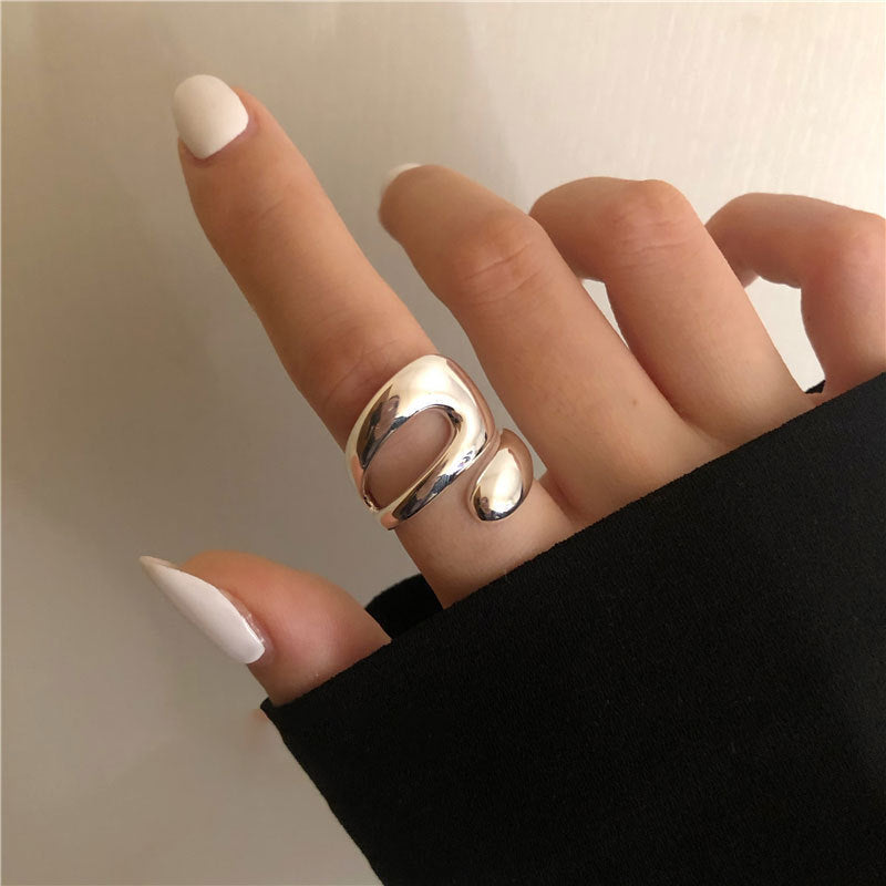 Womens Adjustable Index Finger Ring Geometric Design Korean Style Punk Hip Hop Thai Silver Plated Fashion Thai