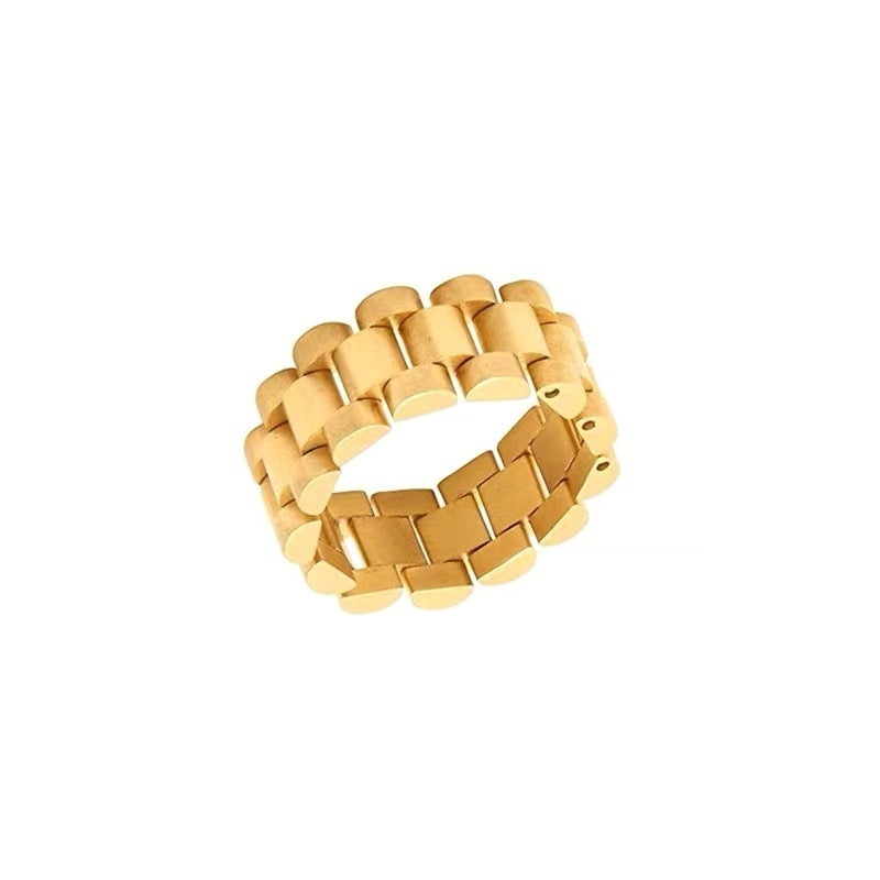 Geometric Titanium Steel Ring For Women Gold Tone Modern Minimalist Jewelry Band With Lightweight Comfort Daily