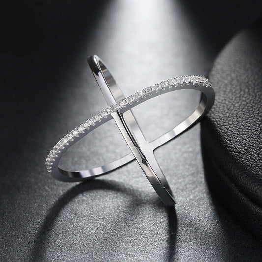 X Shaped Micro Zircon Copper Ring Elegant Delicate Initial Letter Jewelry For Women Elegant Daily Wear For Her