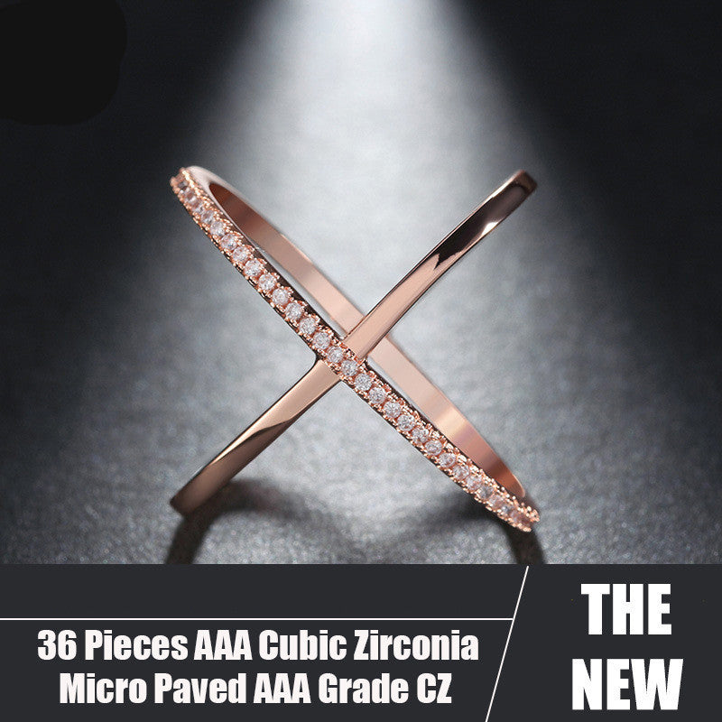 X Shaped Micro Zircon Copper Ring Elegant Delicate Initial Letter Jewelry For Women Elegant Daily Wear For Her