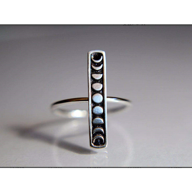 Womens Metal Alloy Ring Inlaid Gemstones Lunar Eclipse Design Silver Jewelry Jewelry European American Fashion