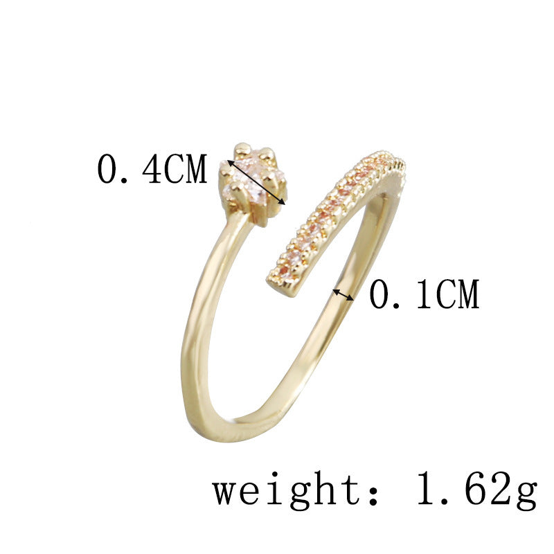 Geometric Gold Plated Copper Ring With Artificial Gemstones For Women Elegant Korean Style Jewelry For Evening