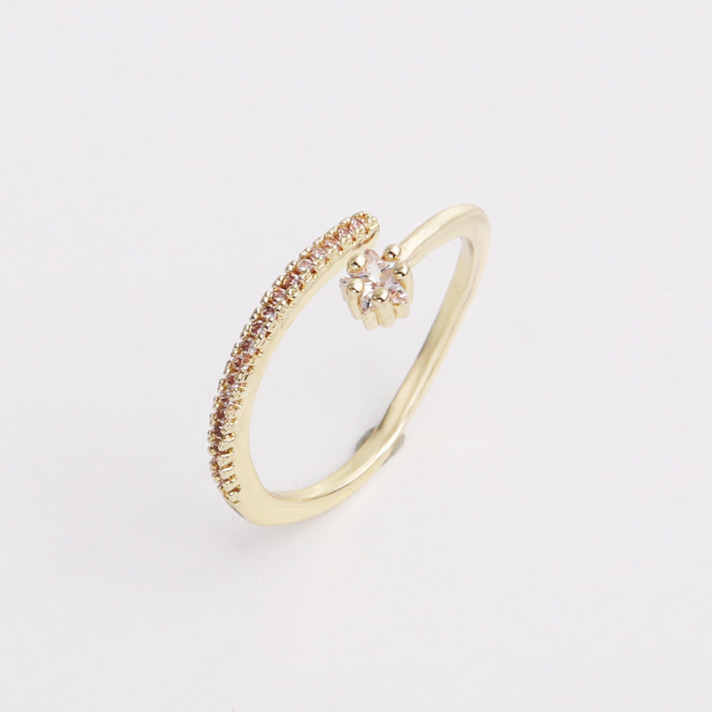 Geometric Gold Plated Copper Ring With Artificial Gemstones For Women Elegant Korean Style Jewelry For Evening