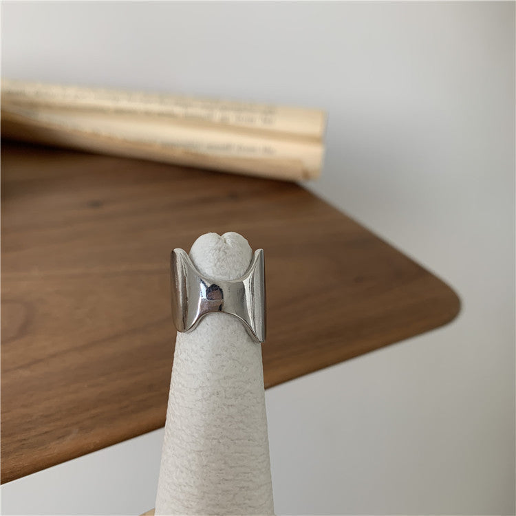 Geometric Metal Ring Womens Irregular Opening Nail Cover Ring Korean Style Gold Silver Nail Ring Single Womens