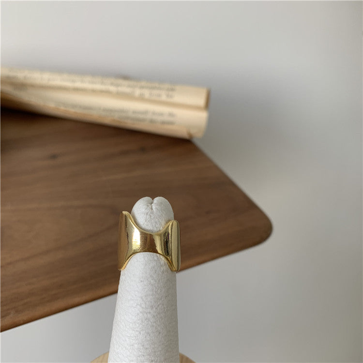 Geometric Metal Ring Womens Irregular Opening Nail Cover Ring Korean Style Gold Silver Nail Ring Single Womens