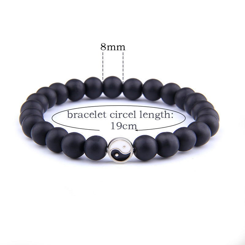 Unisex White Pine Bracelet Simple Everyday Wear Bracelet Tai Chi Fashion Accessory Bracelet in White and Black