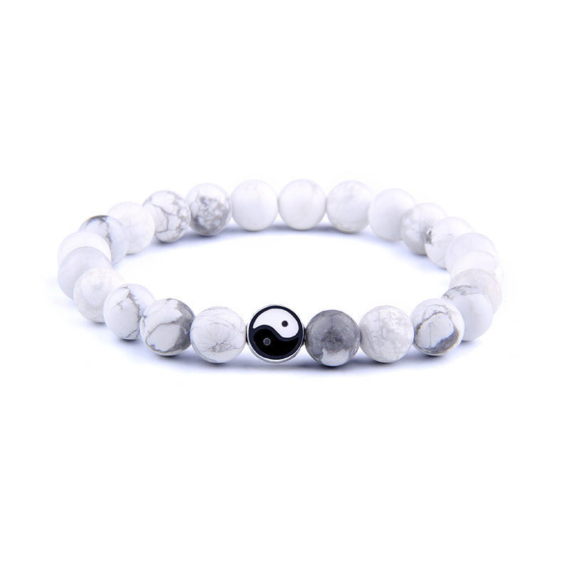 Unisex White Pine Bracelet Simple Everyday Wear Bracelet Tai Chi Fashion Accessory Bracelet in White and Black