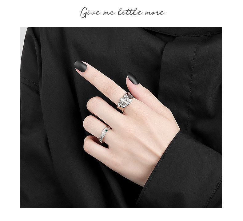 Adjustable Copper Ring Geometric Fold Texture Electroplated Thin Band Womens Minimalist Jewelry Gift Travel Accessory