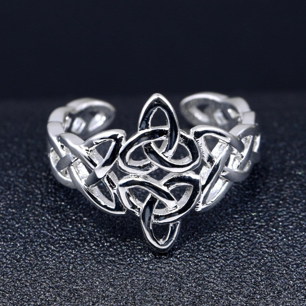 Adjustable Opening Ring Hollow Design 925 White Copper European American Jewelry Elegant Everyday Accessory For Women