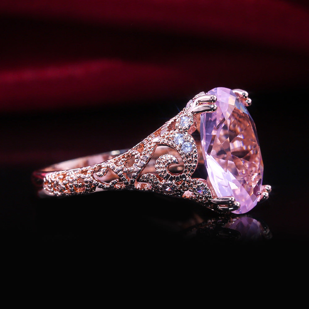 Womens Zircon Engagement Ring Rose Gold Princess Cut for Weddings and Anniversaries Dazzling Gift Elegant Gift Box