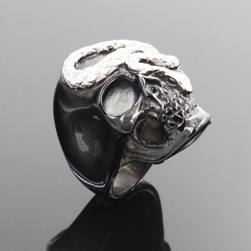 Mens Snake Skull Ring Punk Rock Alloy Jewelry For Party Gothic Dominant Design Electroplated Accessory Statement Piece