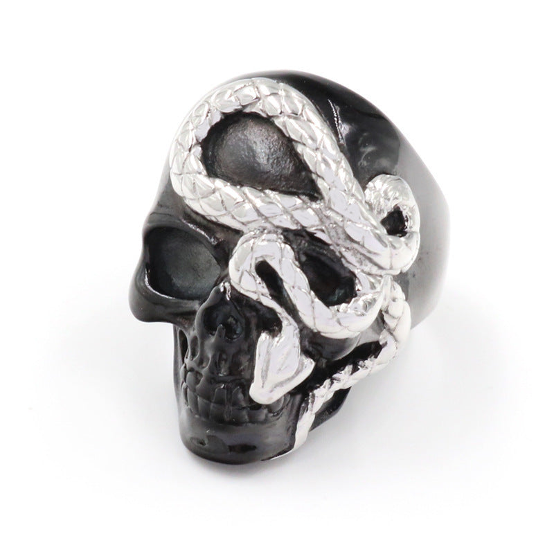 Mens Snake Skull Ring Punk Rock Alloy Jewelry For Party Gothic Dominant Design Electroplated Accessory Statement Piece
