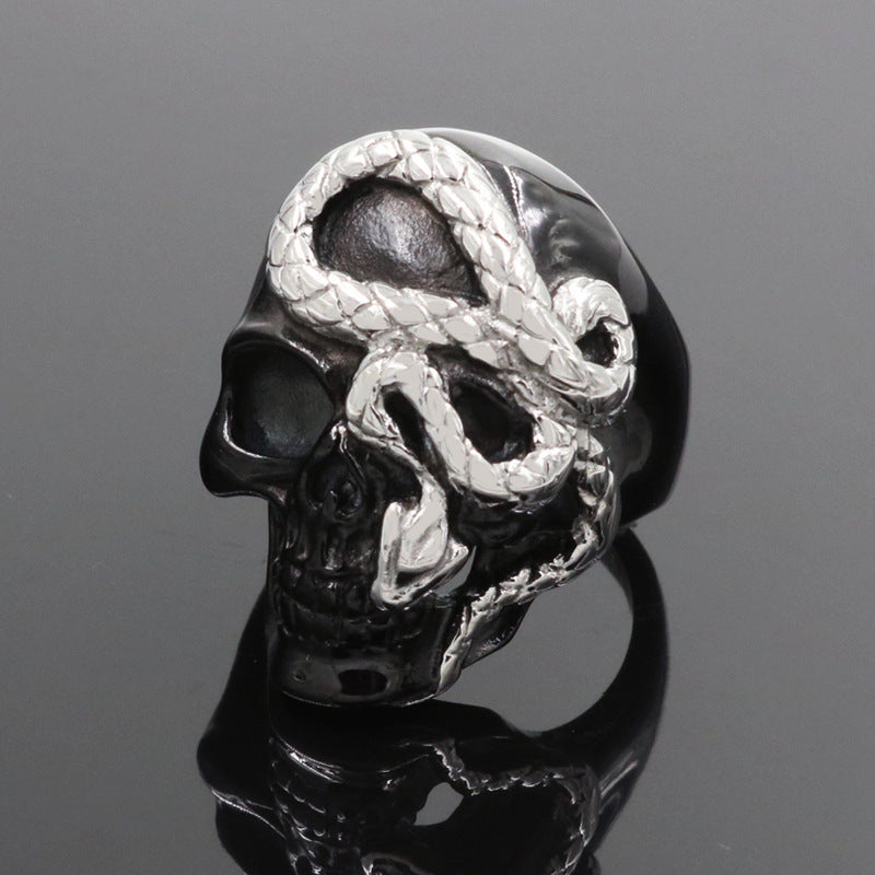 Mens Snake Skull Ring Punk Rock Alloy Jewelry For Party Gothic Dominant Design Electroplated Accessory Statement Piece