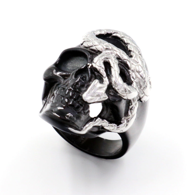 Mens Snake Skull Ring Punk Rock Alloy Jewelry For Party Gothic Dominant Design Electroplated Accessory Statement Piece