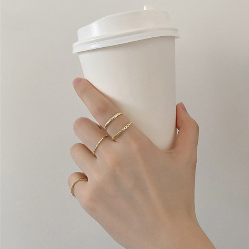 Women Ring Set Eight Piece Stackable Rings Gold and Silver Tone Alloy Minimalist Fashion Jewelry Everyday Wear