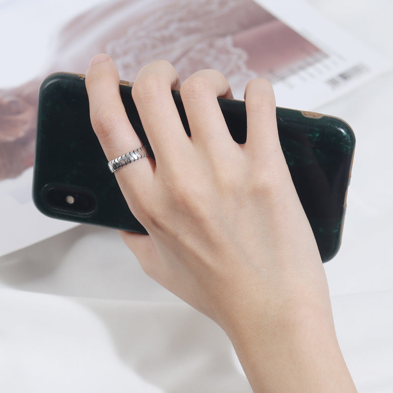 Unisex 925 Thai Silver Ring Distressed Spiral Geometric Design Ring Housewarming Gift For Men Elegant Ornament