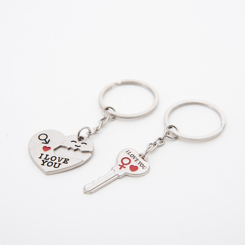 Heart Keychain Zinc Alloy Couple Keychain Arrow Pierced Heart Unisex Metal Pendant Key Chain Heart Arrow Chain