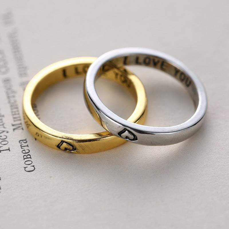 Heart Shaped Couple Rings Electroplated Alloy Unisex Promise