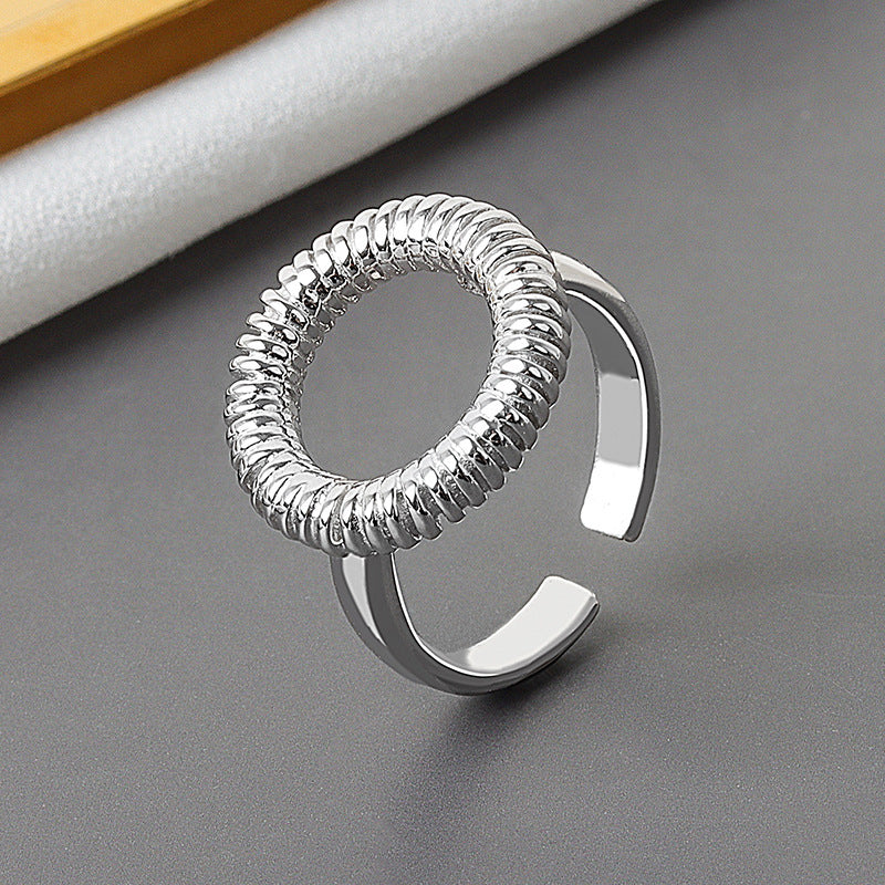 Geometric Copper Ring Electroplated Letter Ring Korean Fashion Simple Ring For Women And Girls Trendy Gift Idea