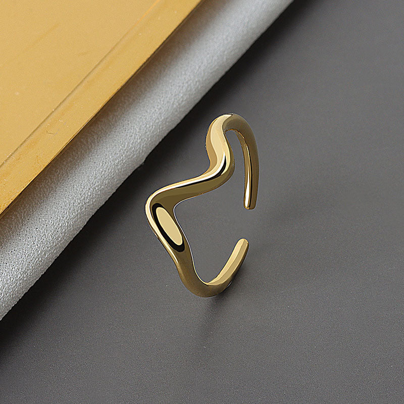 Geometric Copper Ring Electroplated Letter Ring Korean Fashion Simple Ring For Women And Girls Trendy Gift Idea