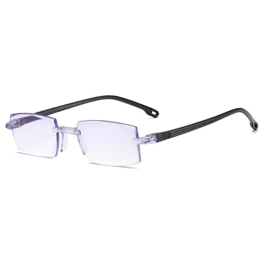 Rimless Anti Blue Light Glasses Gradient Gray Frame Polycarbonate Eyewear Blue Light Blocking Lenses For Men Women