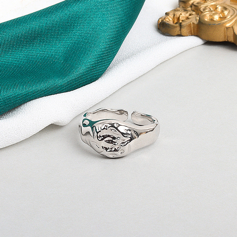 Womens Adjustable Copper Ring With Irregular Concave Convex Texture Gold Plated Elegant Jewelry Everyday Wears