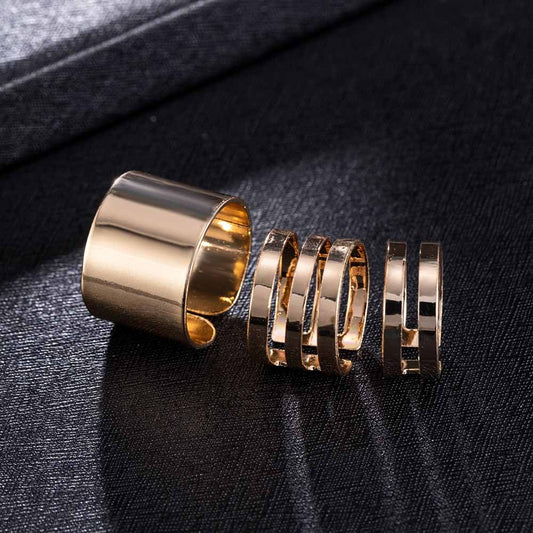 Unisex Adjustable Gold Tone Knuckle Ring Electroplated Alloy Punkish Jewelry For Men And Women Fashion Accessory