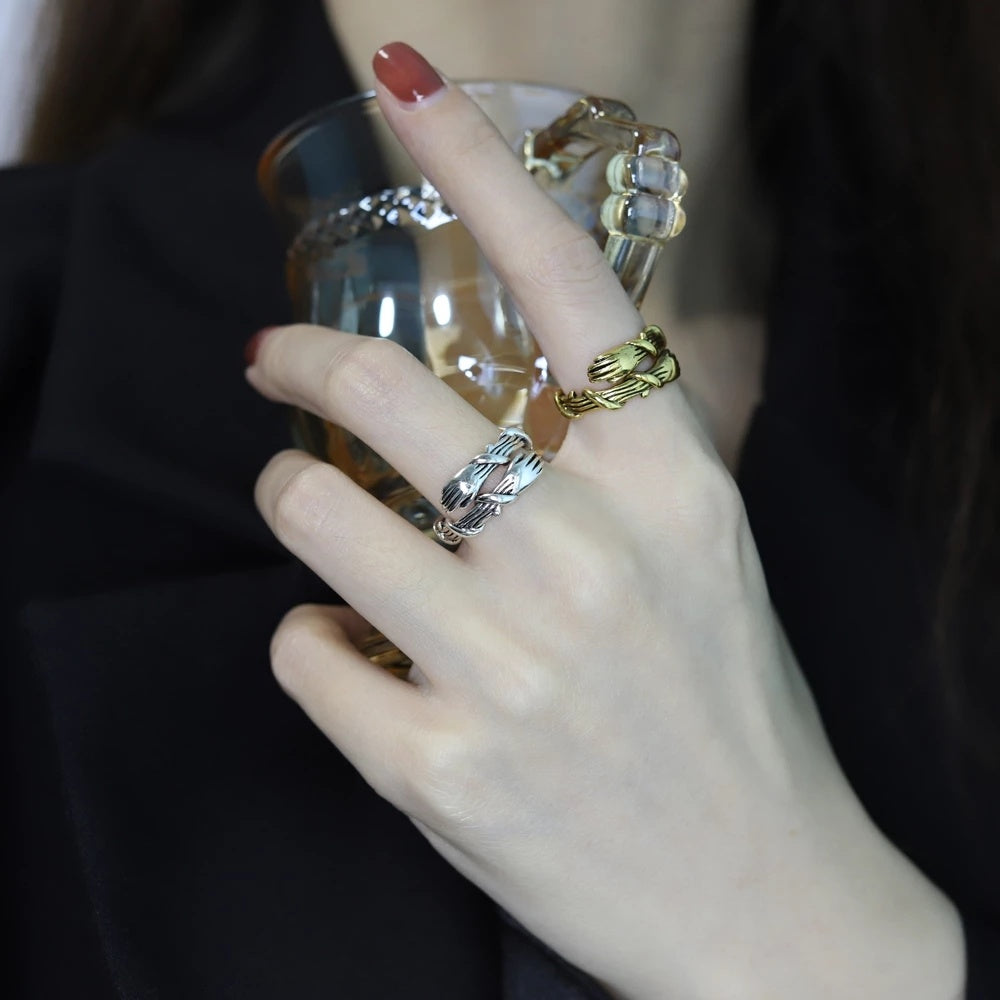 Unisex Adjustable Gold Tone Knuckle Ring Electroplated Alloy Punkish Jewelry For Men And Women Fashion Accessory