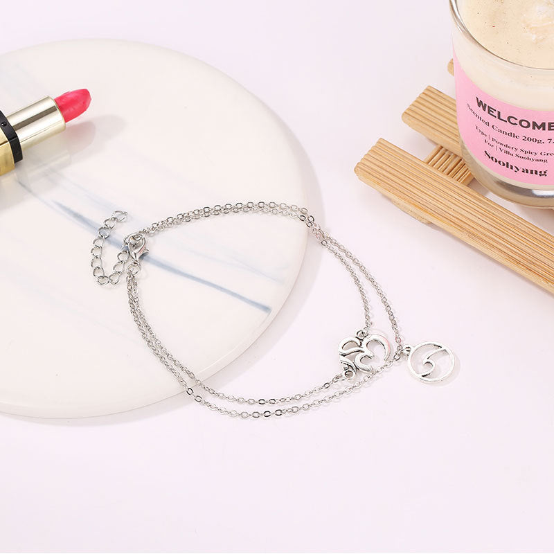 Beach Anklet Double Layer Alloy Wave Geometric Unisex Bohemian Anklet Individually Packed Travel Anklet Travel