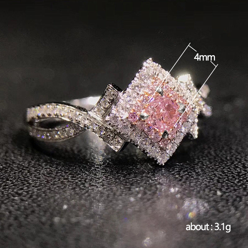 Geometric Zircon Ring In Copper Alloy Inlaid Jewelry For Women Birthday Gift Elegant Durable Everyday Jewelry