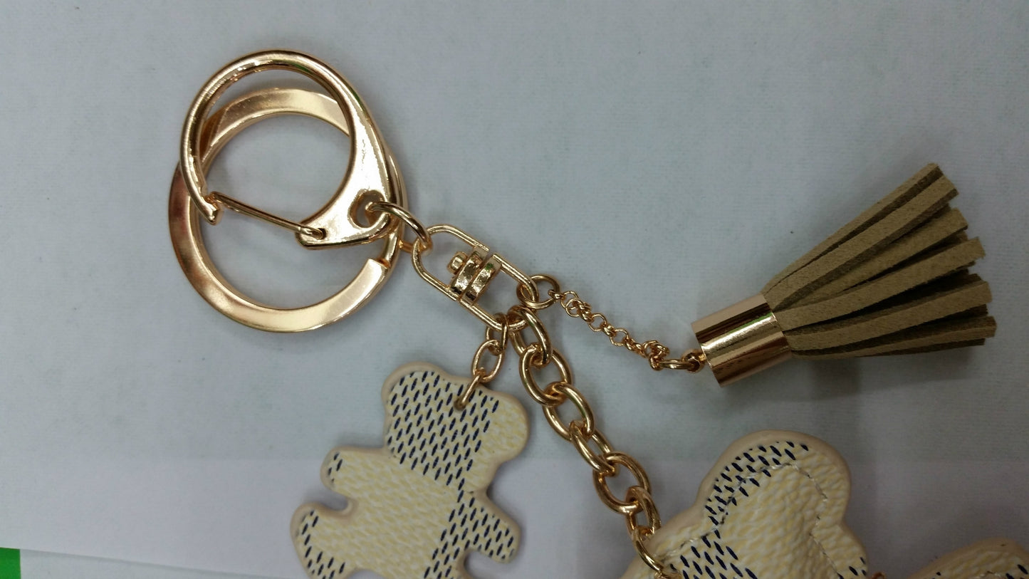 Leather Car Key Chain Bear Key Ring For Women Trendy Creative Pendant Gift Idea Beige Brown Black Chic Durable