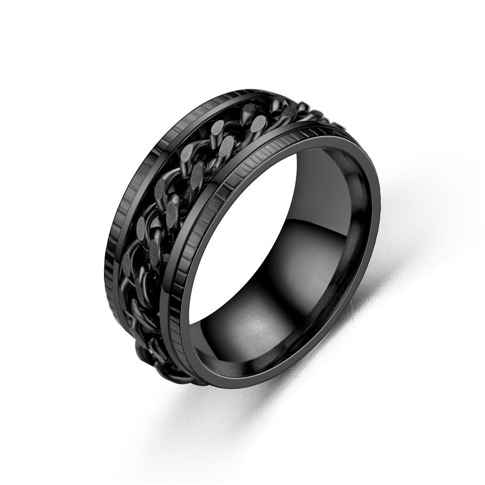 Mens Stainless Steel Ring With Simple Chain Design Durable Everyday Wear Accessory For Men Stylish Yet Practical