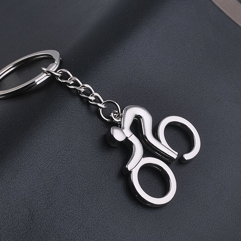 Heart Shaped Zinc Alloy Keychain Pendant Hollow Design for Bike Enthusiasts Silver Metal Key Accessory Decor Charm