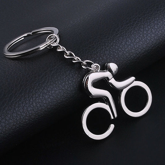 Heart Shaped Zinc Alloy Keychain Pendant Hollow Design for Bike Enthusiasts Silver Metal Key Accessory Decor Charm