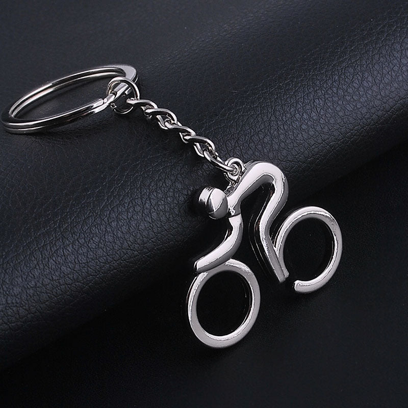 Heart Shaped Zinc Alloy Keychain Pendant Hollow Design for Bike Enthusiasts Silver Metal Key Accessory Decor Charm