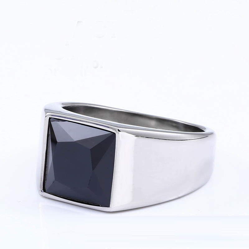 Mens Gemstone Ring Vintage Crown Design Stainless Steel Inlaid Stone Durable Jewelry Daily Wear And Special Occasions
