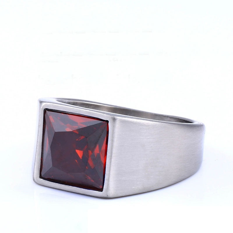 Mens Gemstone Ring Vintage Crown Design Stainless Steel Inlaid Stone Durable Jewelry Daily Wear And Special Occasions