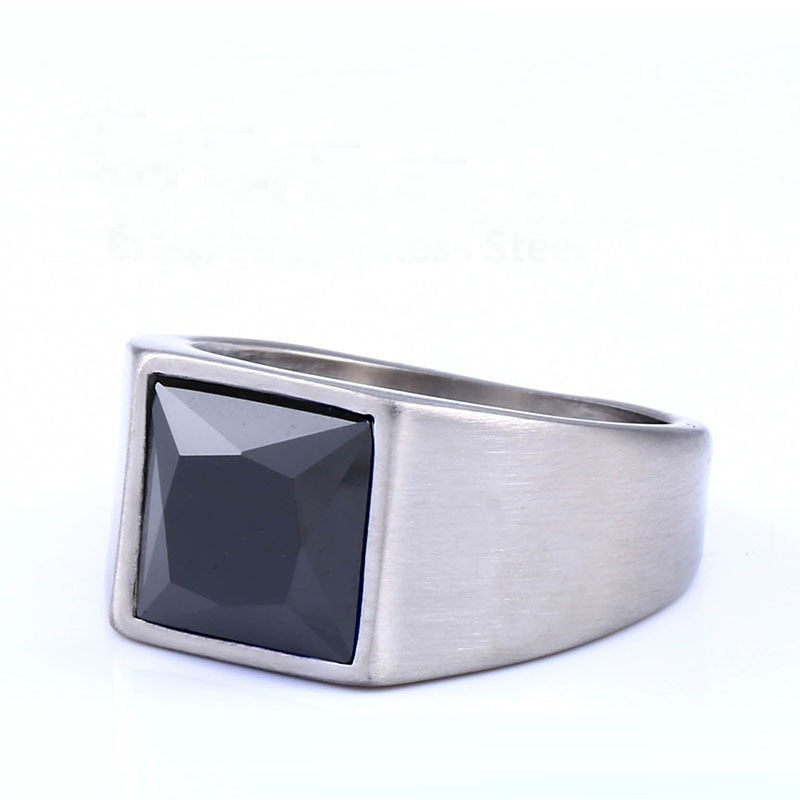 Mens Gemstone Ring Vintage Crown Design Stainless Steel Inlaid Stone Durable Jewelry Daily Wear And Special Occasions