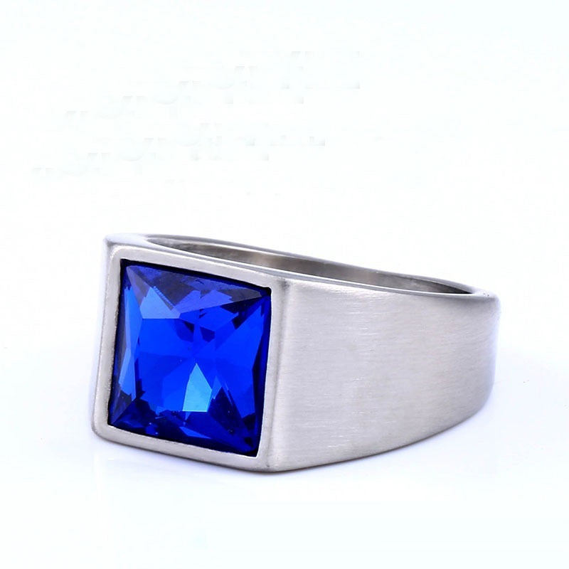 Mens Gemstone Ring Vintage Crown Design Stainless Steel Inlaid Stone Durable Jewelry Daily Wear And Special Occasions