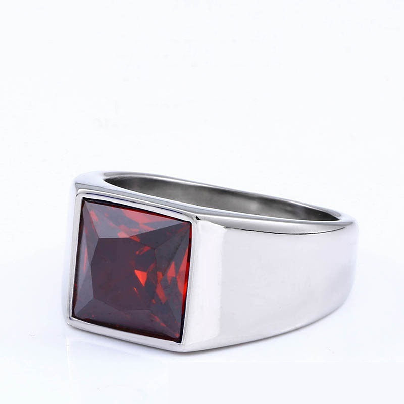 Mens Gemstone Ring Vintage Crown Design Stainless Steel Inlaid Stone Durable Jewelry Daily Wear And Special Occasions