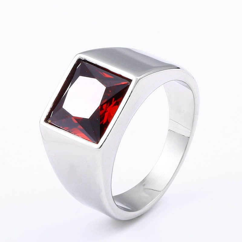 Mens Gemstone Ring Vintage Crown Design Stainless Steel Inlaid Stone Durable Jewelry Daily Wear And Special Occasions