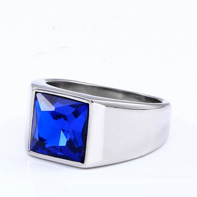 Mens Gemstone Ring Vintage Crown Design Stainless Steel Inlaid Stone Durable Jewelry Daily Wear And Special Occasions
